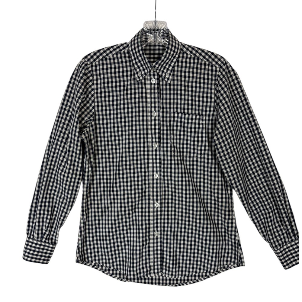 Chef Works Mens Small Black White Gingham Button Down Shirt Long Sleeve Workwear